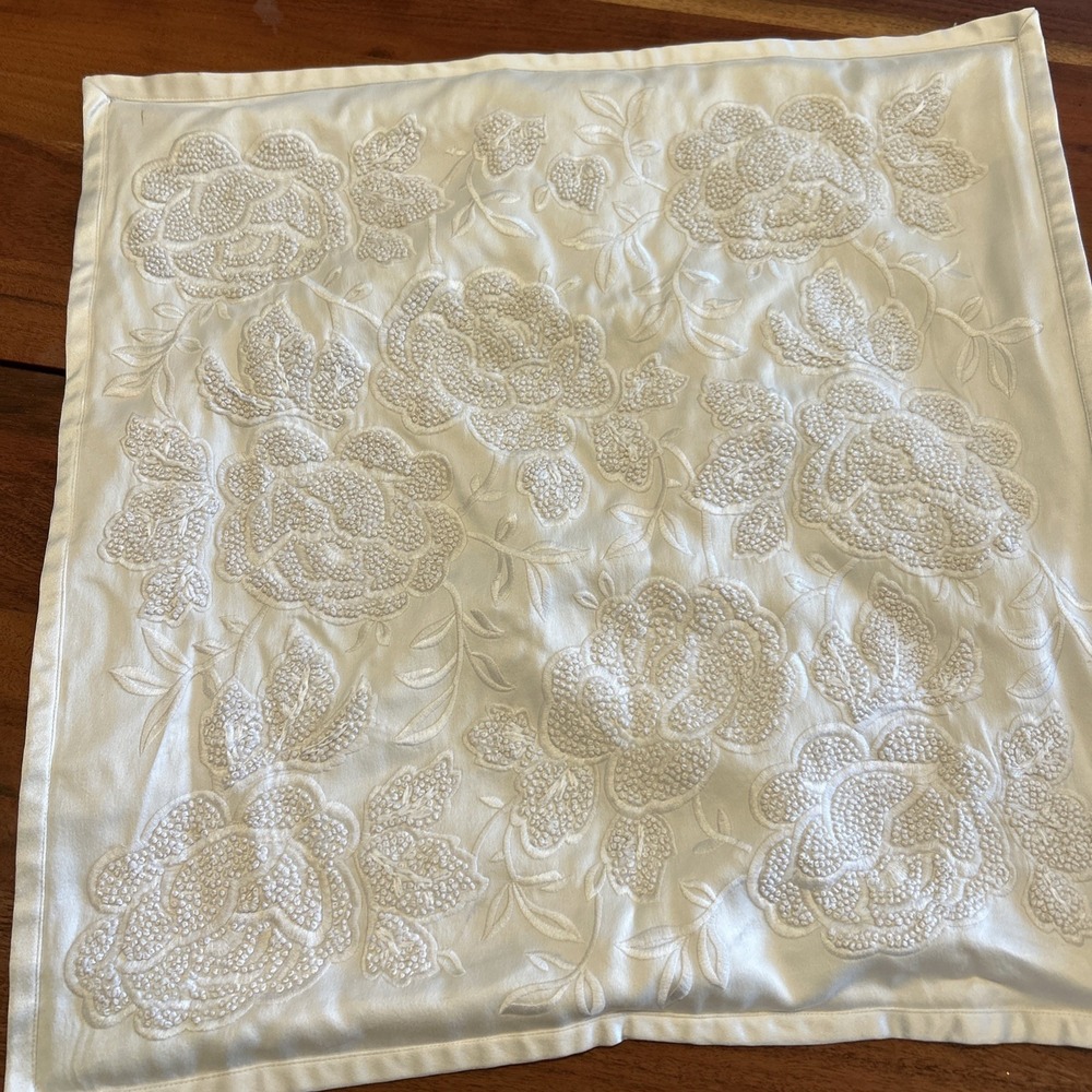 Ralph Lauren Annan Deco White 20 X 20 Throw Pillow Cover Silk read Embroidered - Picture 11 of 16